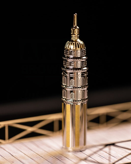 Cap from S.T. Dupont Loves Paris limited edition set, with gold and palladium finishes, mimicking French architecture
