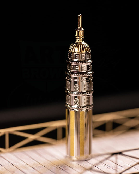 Cap from S.T. Dupont Loves Paris limited edition set, with gold and palladium finishes, mimicking French architecture