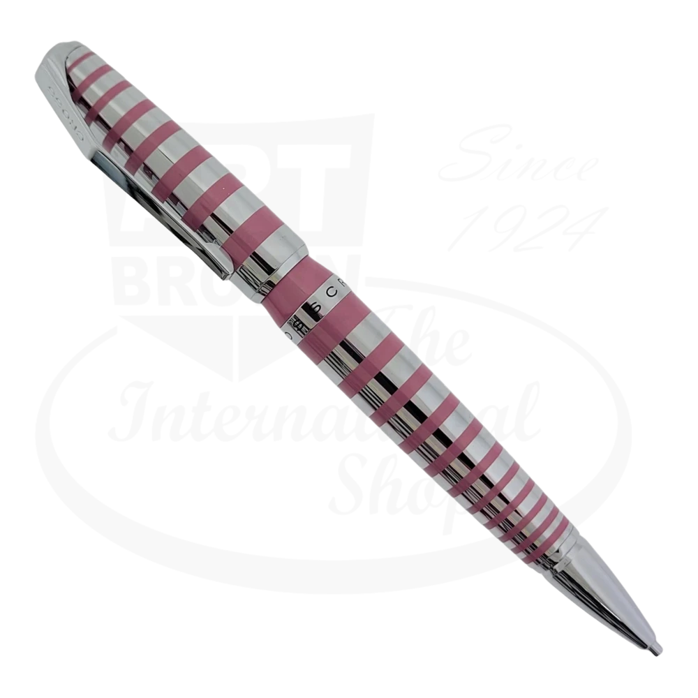 Cross mechanical pencil set in chrome with pink placed stripes