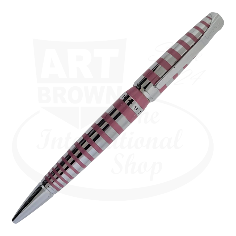 Cross ballpoint pen in chrome with pink placed stripes