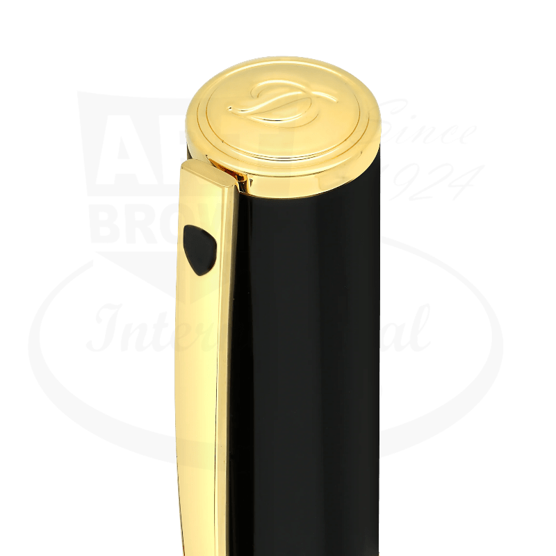 S.T. Dupont D-Initial 262202 black resin and yellow gold rollerball pen top with clip and engraved logo