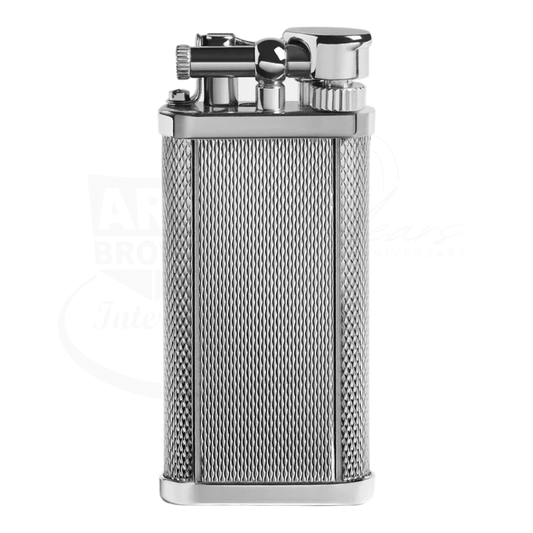 Dunhill Unique Silver Barley Grain Lighter gallery 2 silver plated brass with textured barley grain pattern square shape