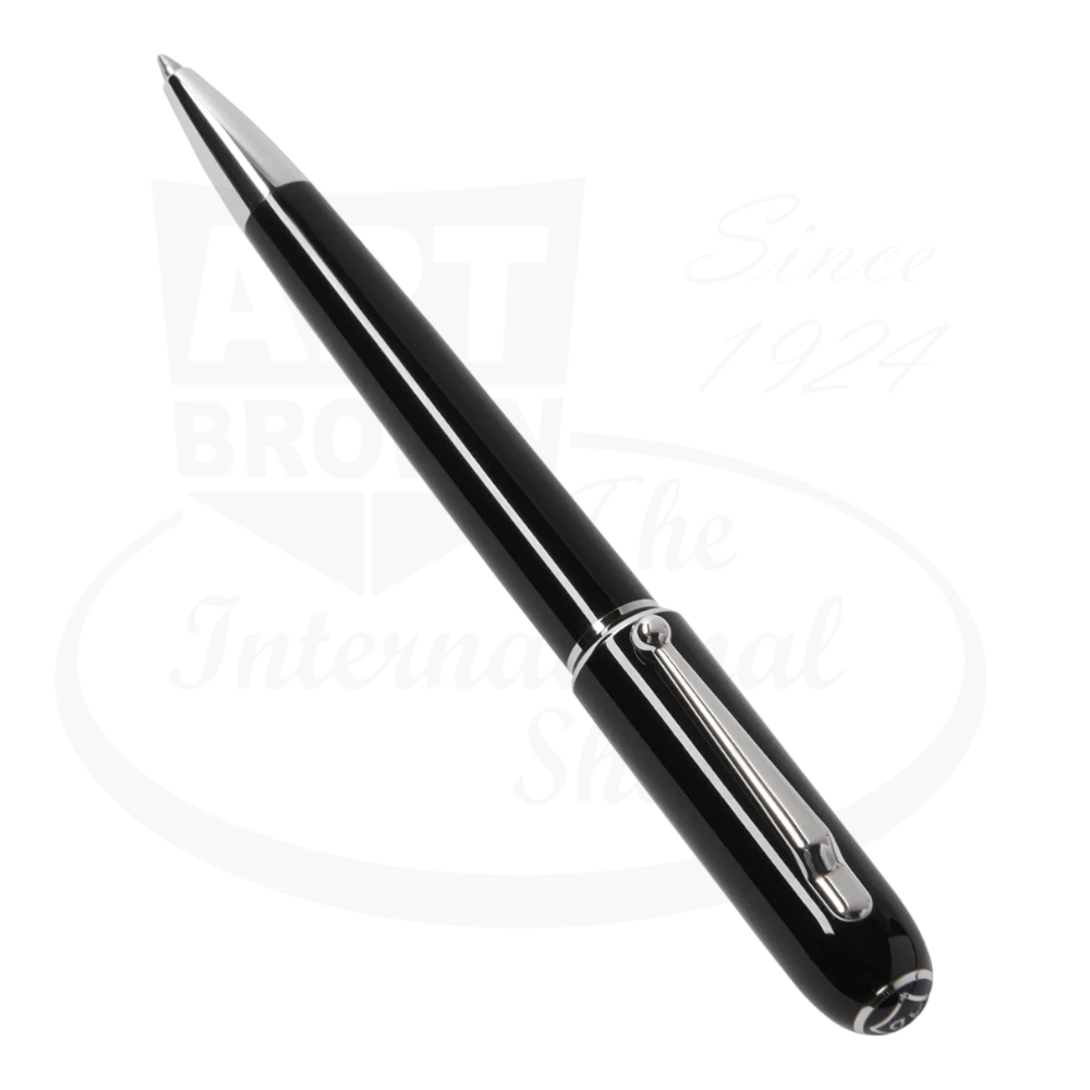 Dunhill Sidecar Black Ballpoint Pen in sandblasted aluminum with chrome clip, featuring sleek vintage-inspired design and polished black lacquer finish