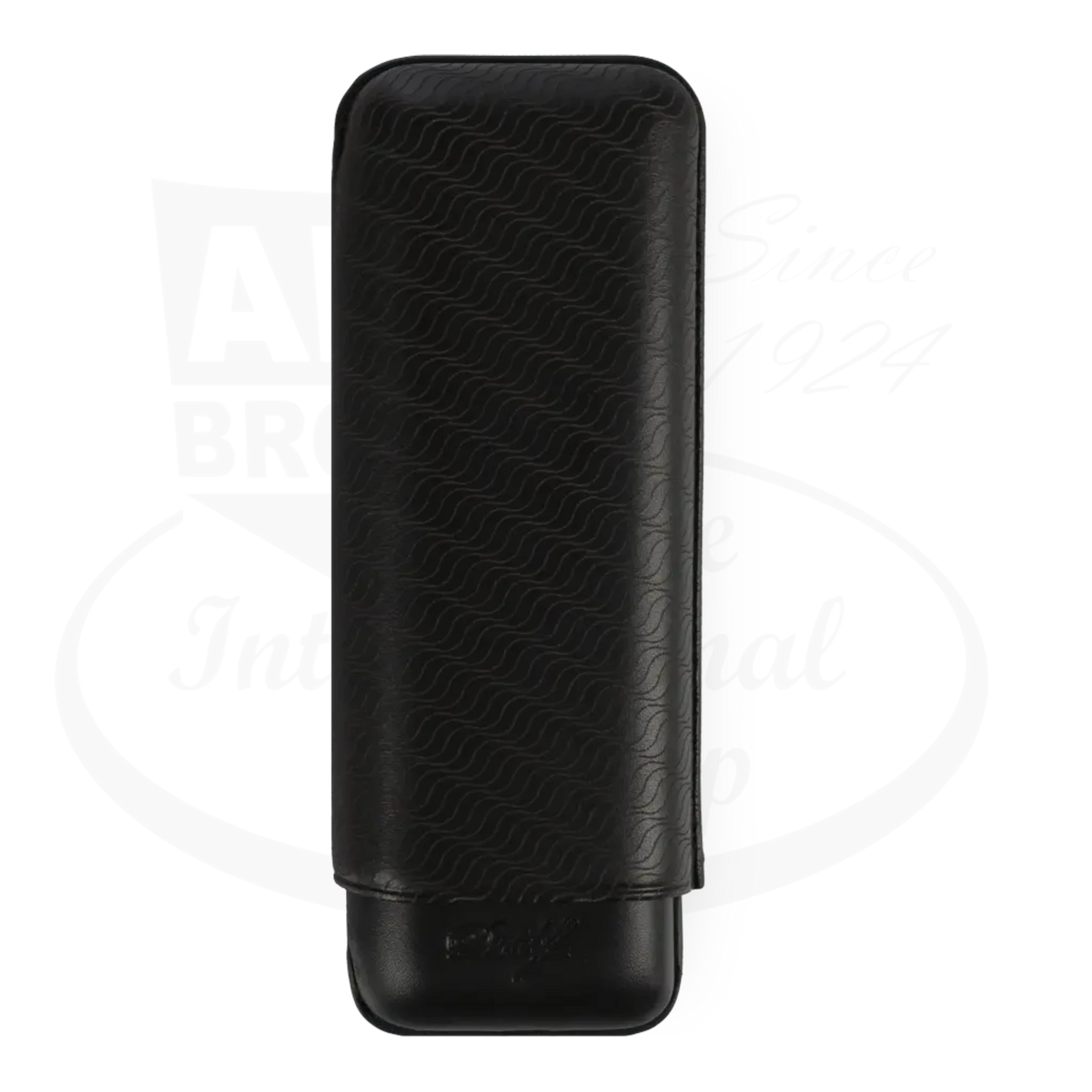 Davidoff XL-2 2-Cigar Case Black cowhide leather with Enjoyment laser pattern, sleek and adjustable for toro cigars.