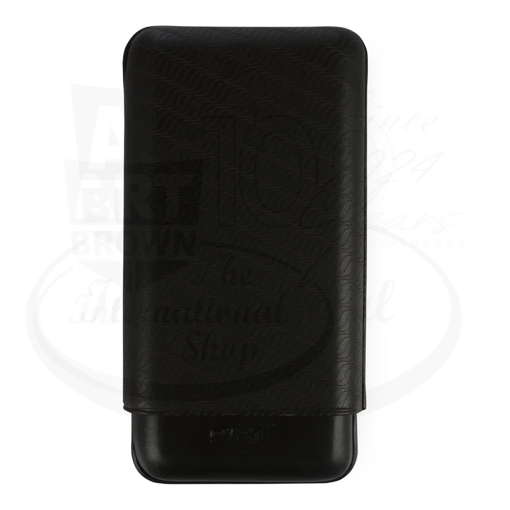 Davidoff XL-3 3-Cigar Case Enjoyment black cowhide leather with laser-etched pattern, slim rectangular cigar holder.