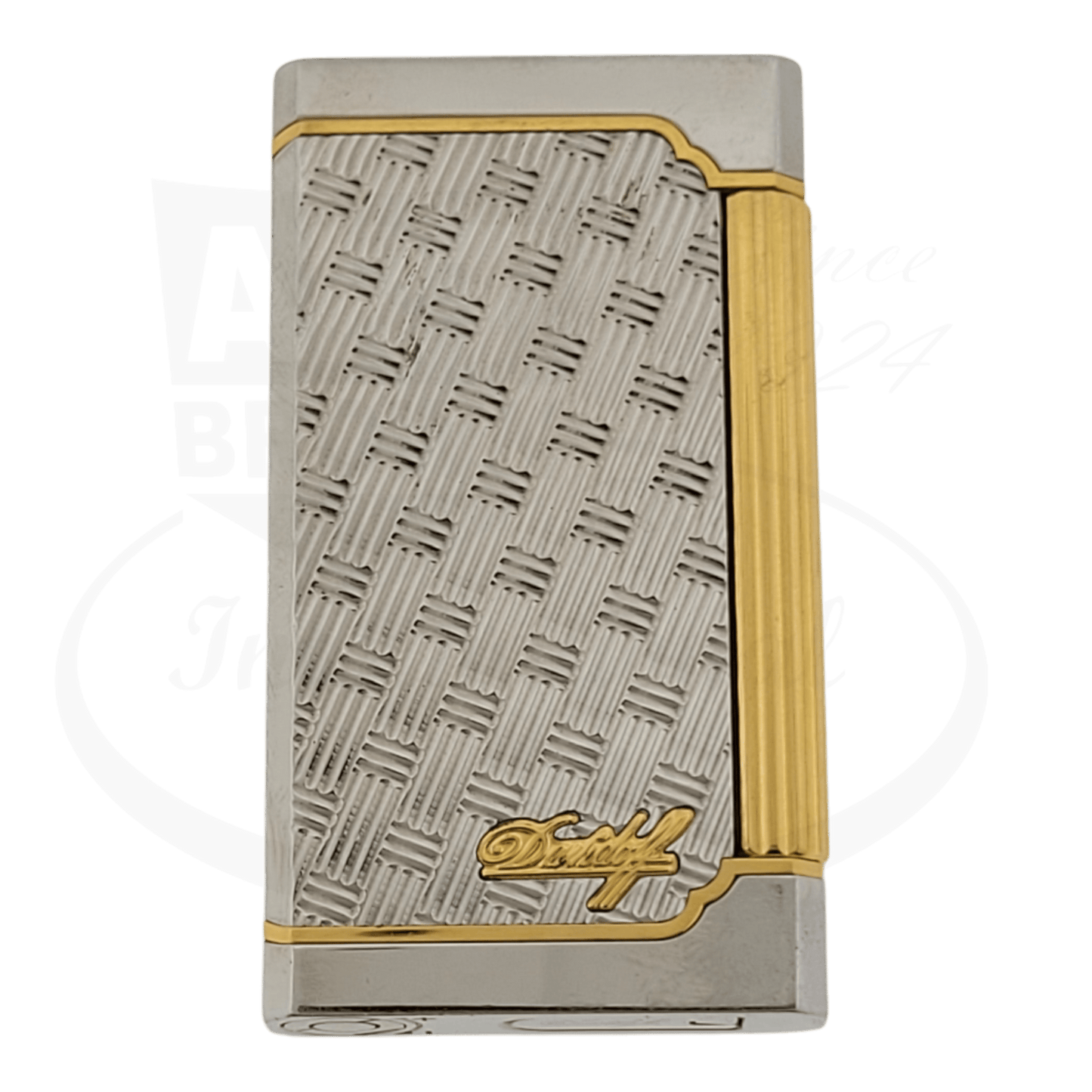 Davidoff duotone lighter with basket weave , seen from the front..