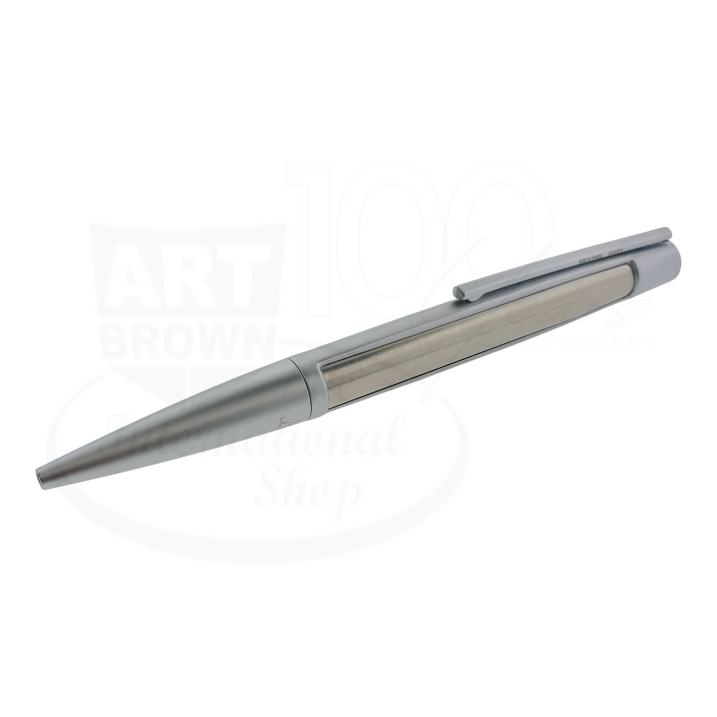 S.T. Dupont Défi ballpoint pen 405674-2 brushed chrome with chrome clip and smooth tapered design