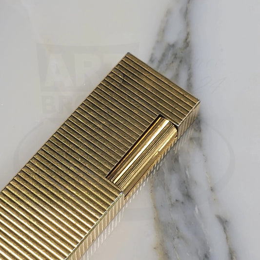 Dunhill Slim Rollagas Gold Horizontal Lines Lighter Dunhill-26 gold plated brass slim with horizontal line pattern compact design