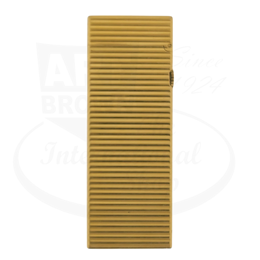 Dunhill Rollagas Gold Horizontal Lines Lighter Dunhill-29 gold-plated metal with textured horizontal line design, rectangular shape