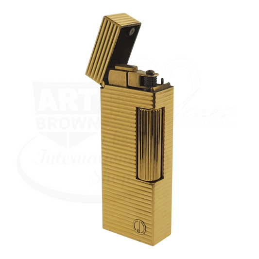 Preowned Dunhill Rollagas Gold Horizontal Lines Lighter, Dunhill-29