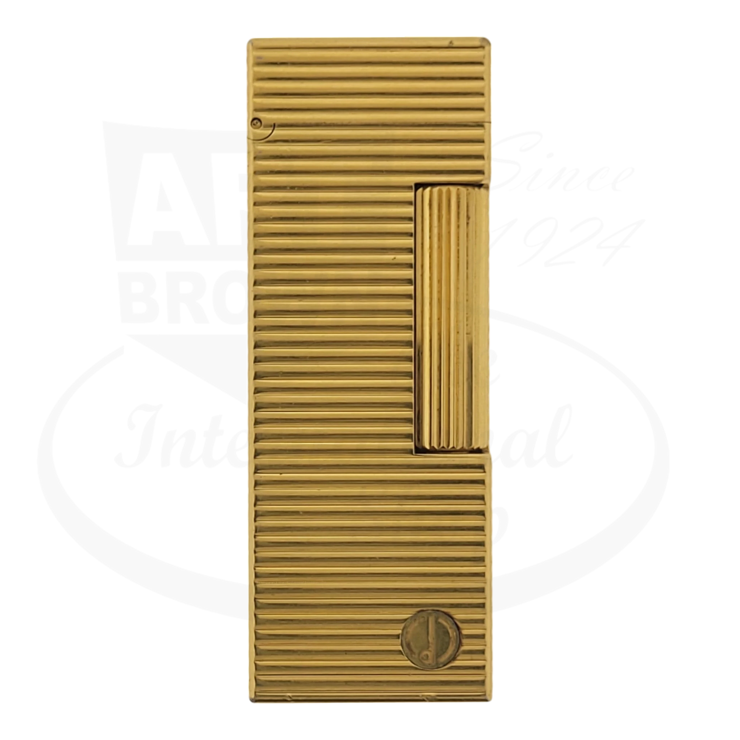 Dunhill Rollagas Gold Horizontal Lines Lighter Dunhill-29 gold-plated metal with textured horizontal line guilloche pattern
