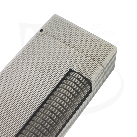 Dunhill Rollagas Silver Barley Grain, Dunhill-30, silver-plated brass lighter with textured grip and compact design