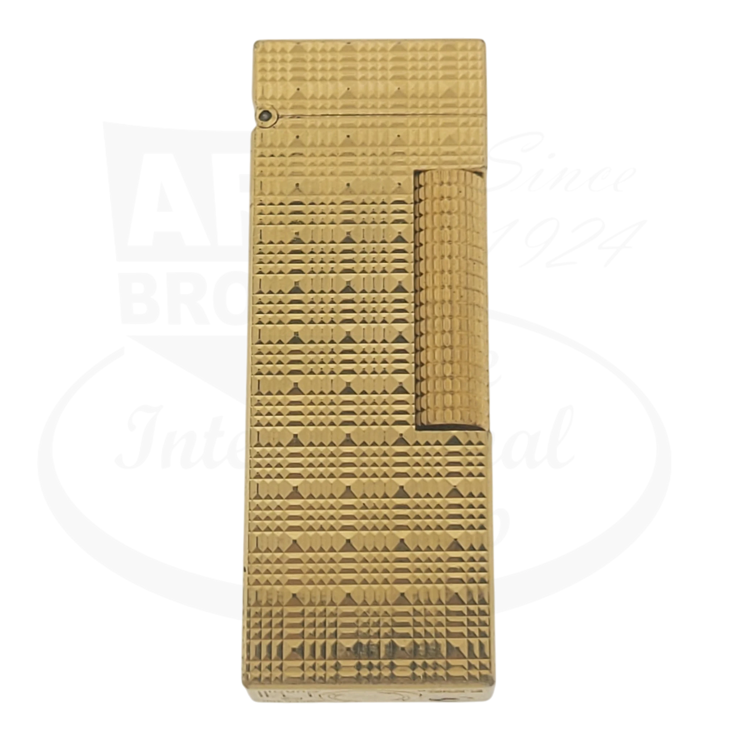 Dunhill Rollagas Gold Tartan Square Guilloche lighter Dunhill-32 gold metal rectangular compact design