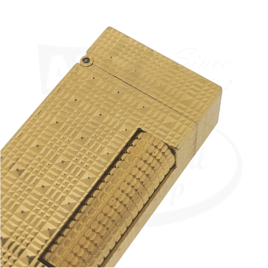 Dunhill Rollagas Gold Tartan Square Guilloche lighter Dunhill-32 gold tone textured metal rectangular design