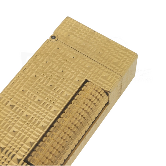 Preowned Dunhill Rollagas Gold Tartan Square Guilloche Lighter, Dunhill-32