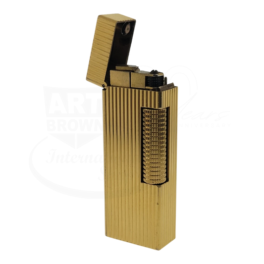 Preowned Dunhill Rollagas Gold Vertical Lines Lighter