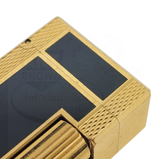 Preowned Dunhill Rollagas Black Lacquer & Gold Barley Grain Lighter, Dunhill-38