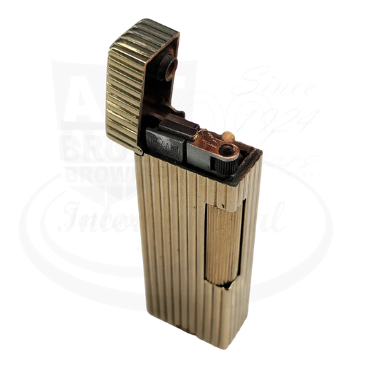 Vintage Dunhill Rollalite 14k Gold Vertical Lines Petrol Lighter