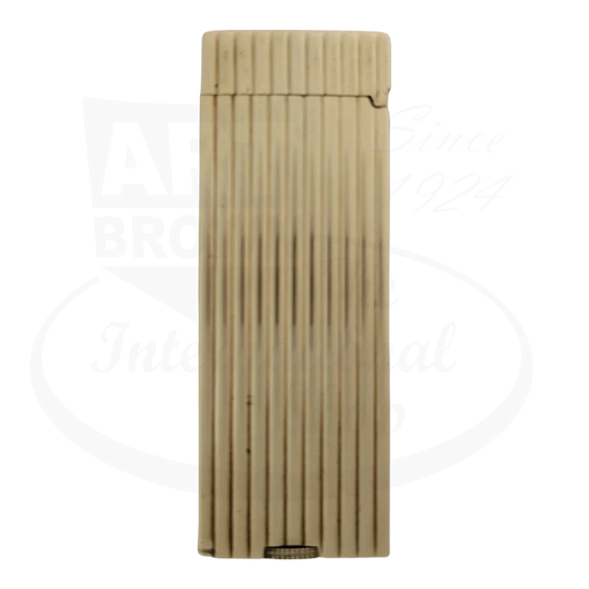 Back of Vintage Dunhill Petrol Lighter in 14K Gold with vertical lines