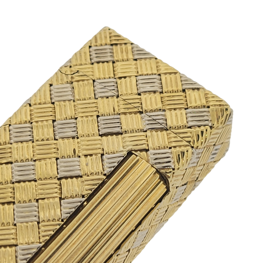 Vintage Dunhill Rollagas 18K Jacket Duotone Weave Pattern, PL6875