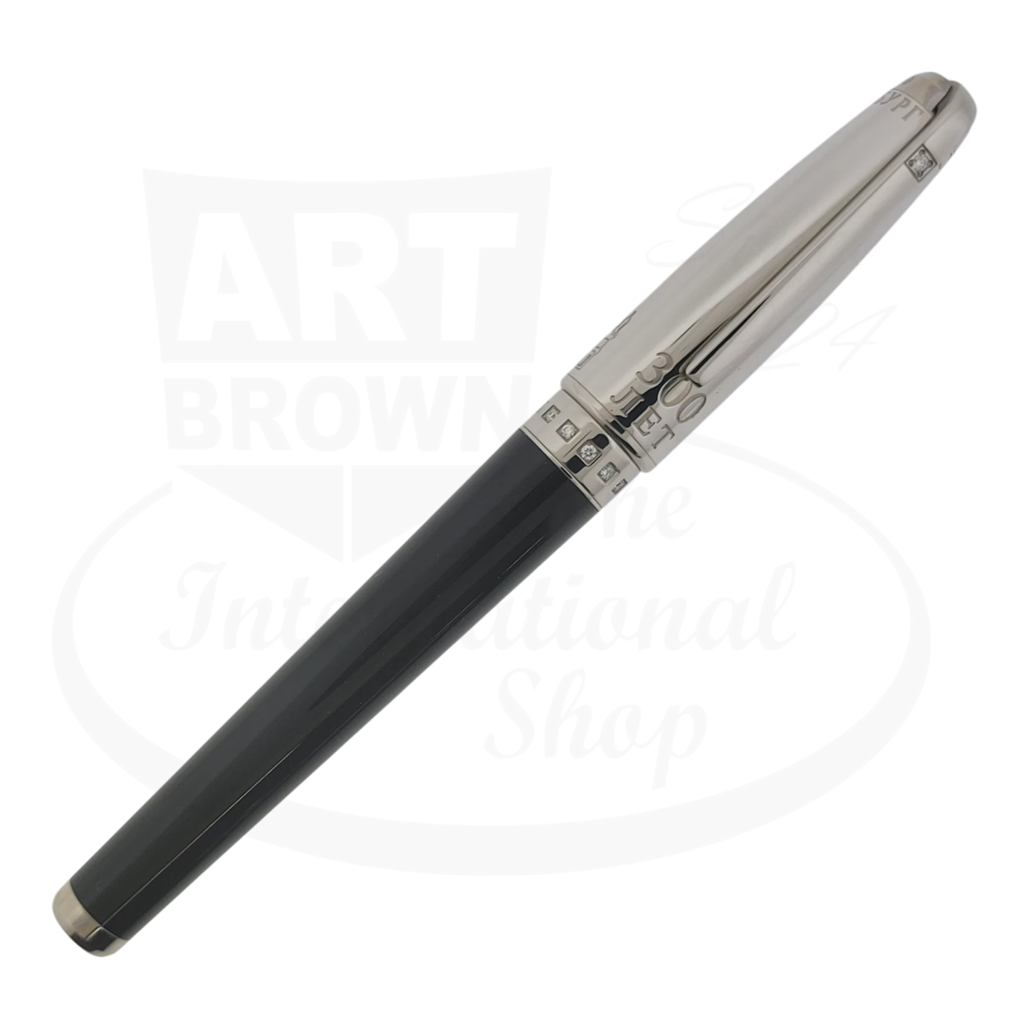 S.T. Dupont Olympio XL 300 Years St. Petersburg Diamond Fountain Pen 481004M platinum lacquer black barrel