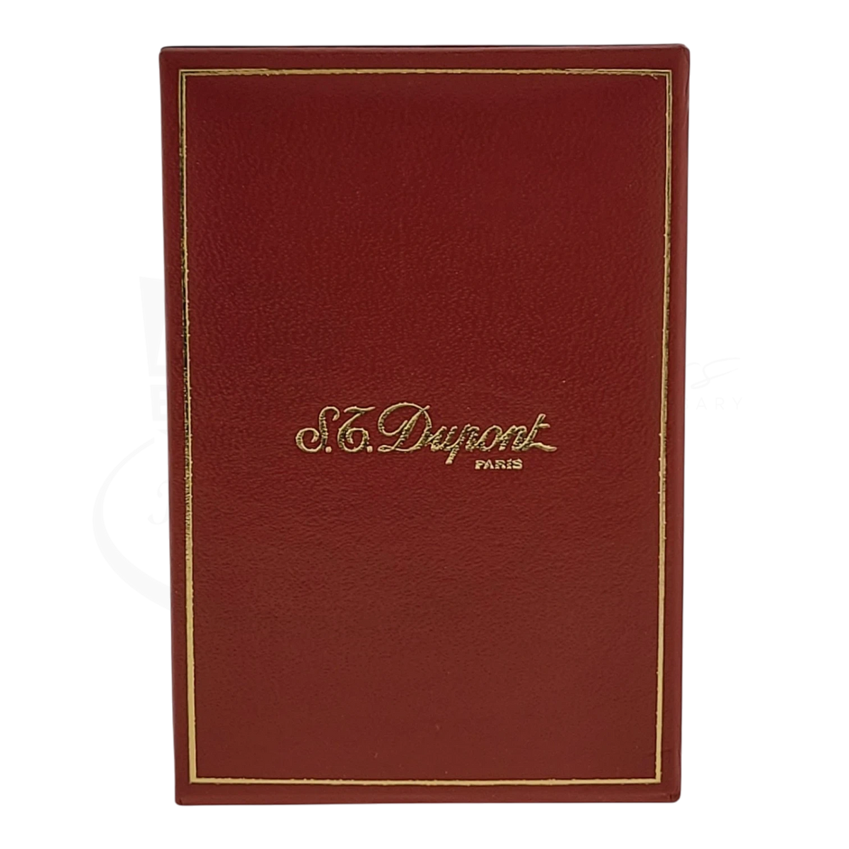 S.T. Dupont D Logo red leather tie clip box with gold trim and embossed logo
