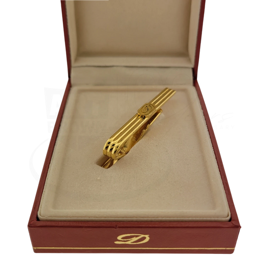 S.T. Dupont D logo gold plated tie clip in presentation box