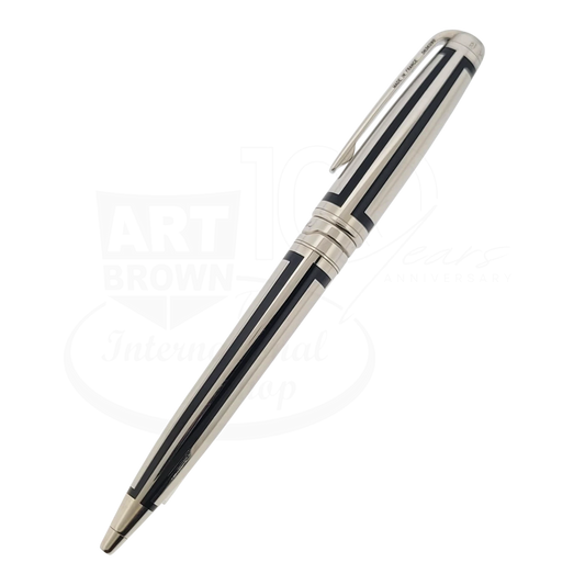 Preowned S.T. Dupont Olympio Palladium & Black Lacquer Ballpoint Pen