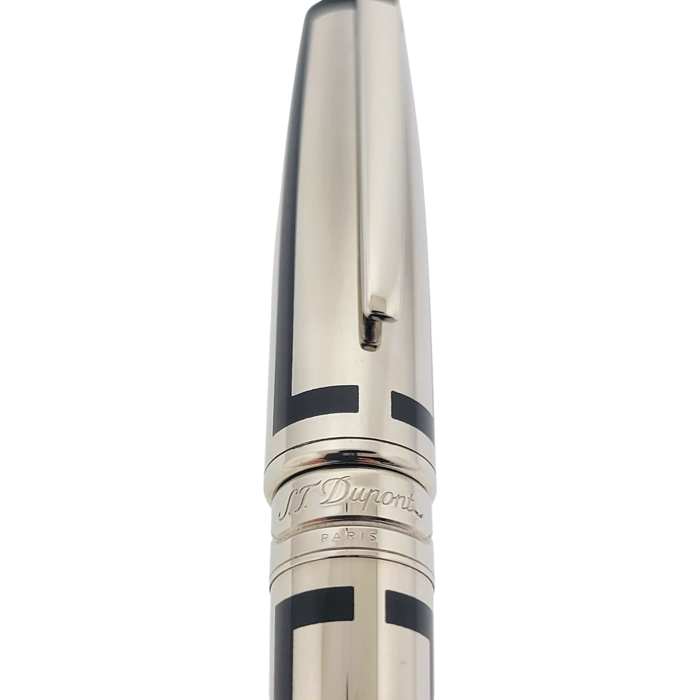 Preowned S.T. Dupont Olympio Palladium & Black Lacquer Ballpoint Pen