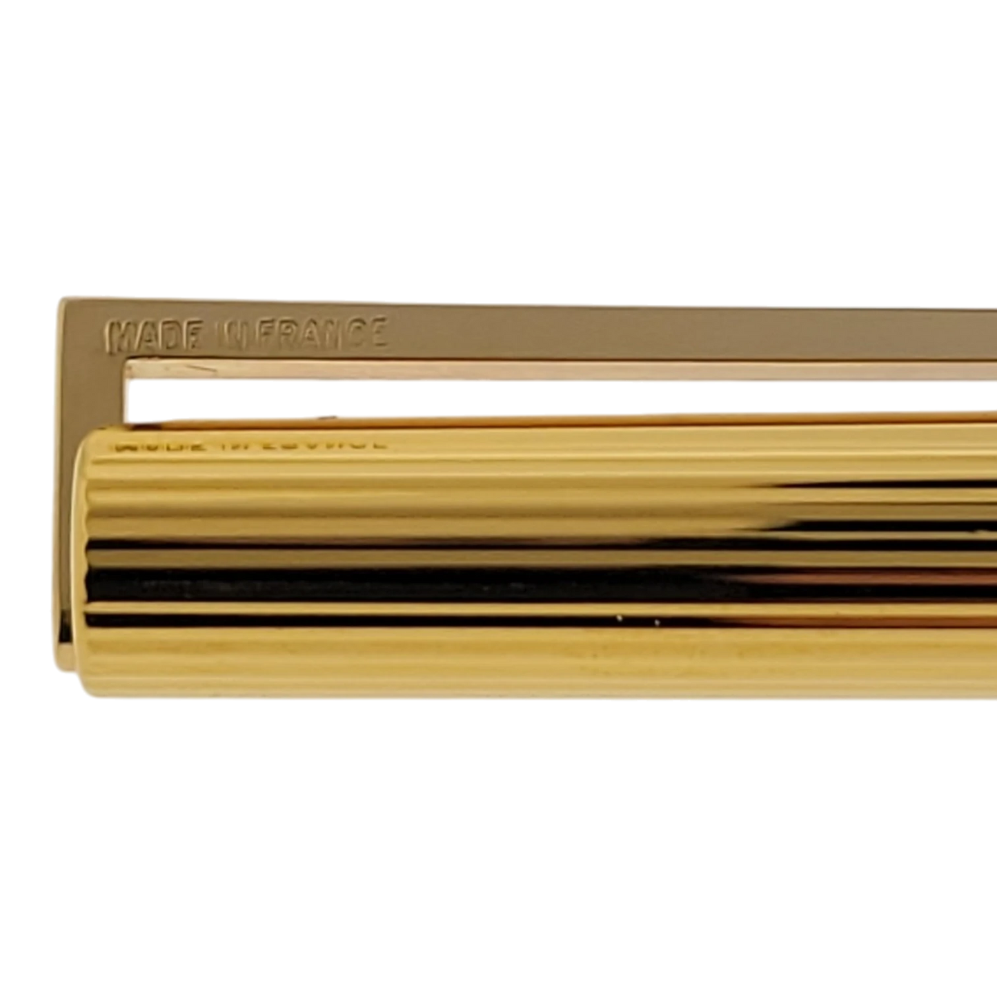 Preowned S.T. Dupont Classique Gold Vertical Lines Ballpoint Pen, Dupont-49