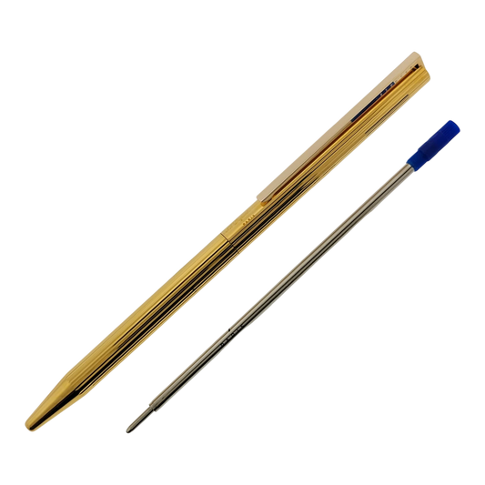 Preowned S.T. Dupont Classique Gold Vertical Lines Ballpoint Pen, Dupont-49