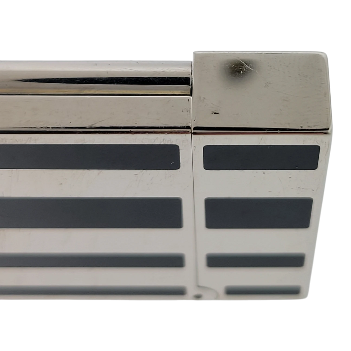 Preowned S.T. Dupont Ligne 2 Black Lacquer Stripes & Palladium Lighter, Dupont-53