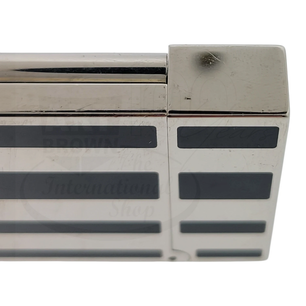 Preowned S.T. Dupont Ligne 2 Black Lacquer Stripes & Palladium Lighter, Dupont-53