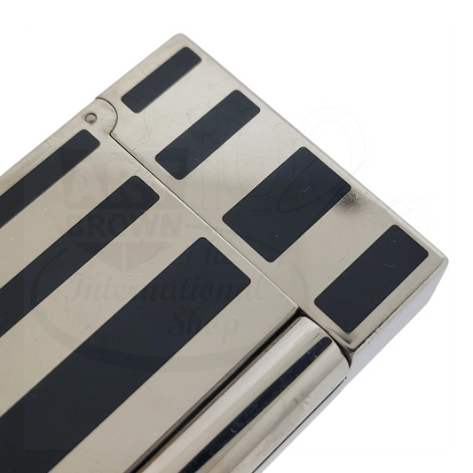 Preowned S.T. Dupont Ligne 2 Black Lacquer Stripes & Palladium Lighter, Dupont-53