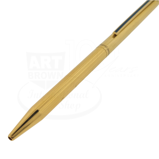 Preowned Vintage S.T. Dupont Classique Vermeil Vertical Lines Ballpoint Pen w Lacquer Clip