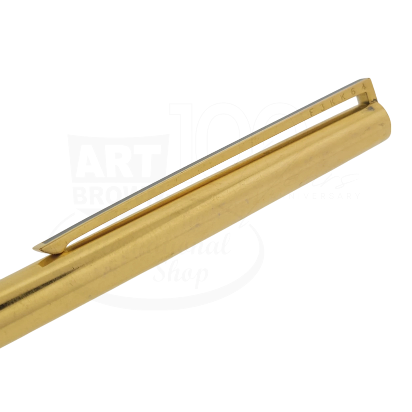 Preowned Vintage S.T. Dupont Classique Vermeil Vertical Lines Ballpoint Pen w Lacquer Clip
