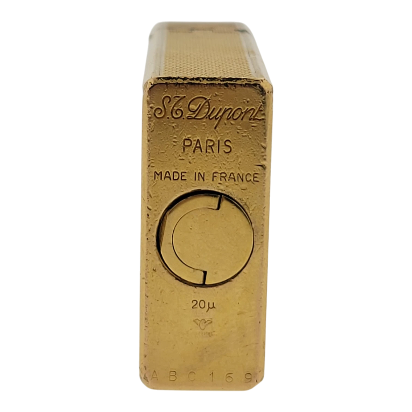 Preowned S.T. Dupont Vintage Ligne 1 BR Gold Barley Grain Lighter, 013201