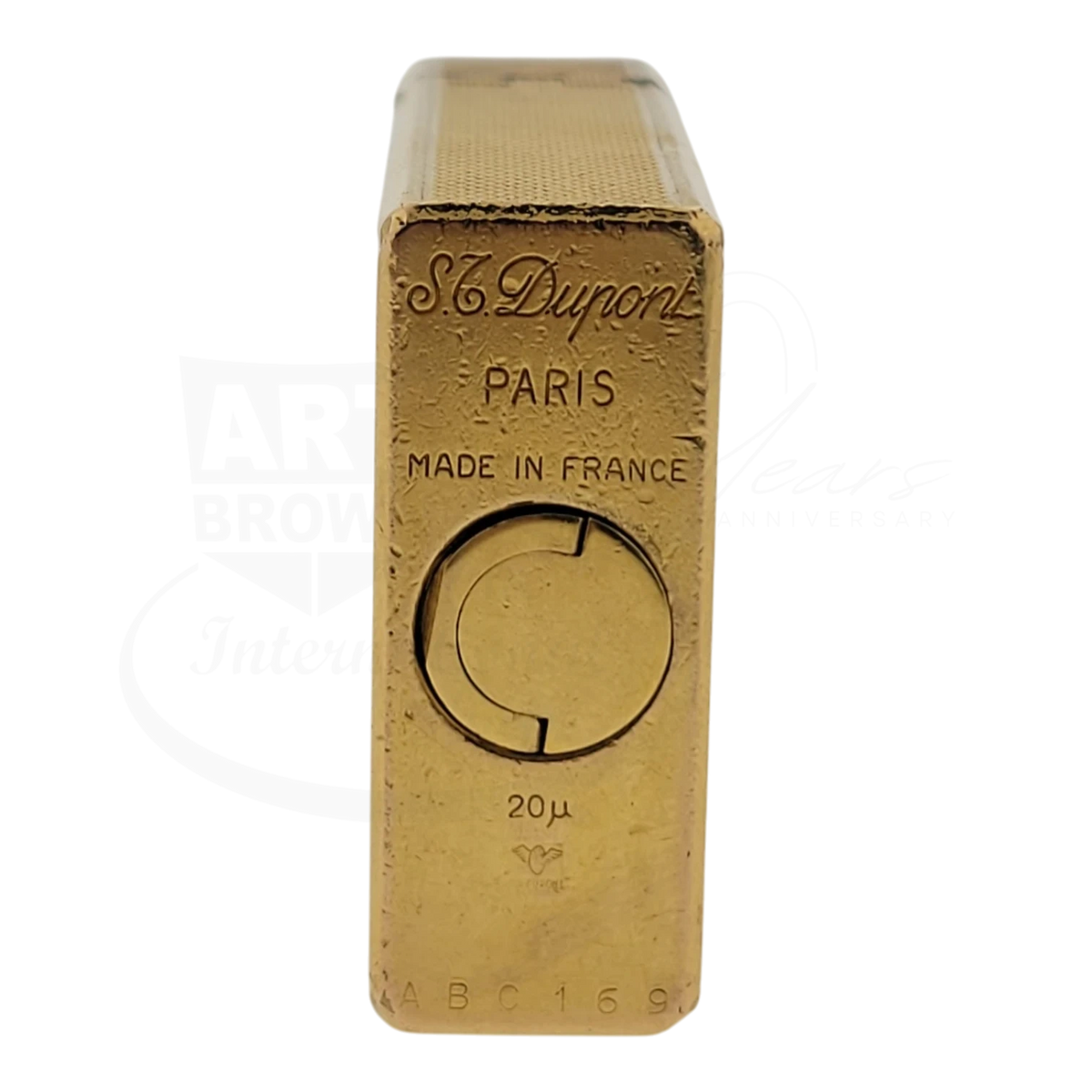 S.T. Dupont Ligne 1 BR lighter 013201 in gold-tone with barley grain texture and soft flame ignition wheel