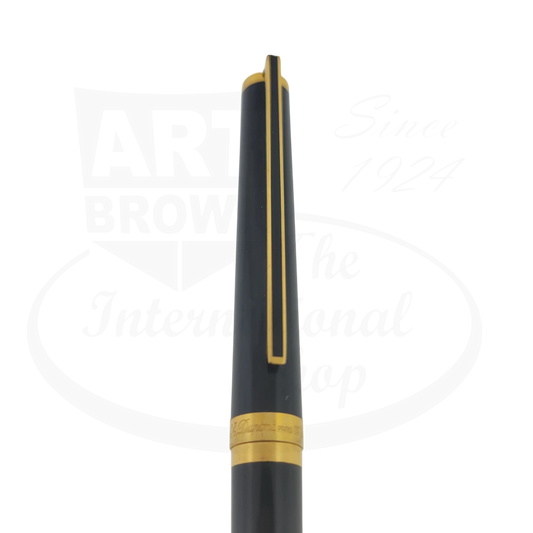 ST Dupont Classique V1 rollerball pen in black Chinese lacquer with gold-plated trim, featuring squared clip and classic design elements