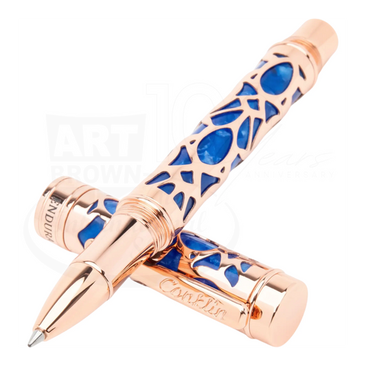 Conklin Endura Deco Crest Blue & Rose Gold Rollerball Pen, CK72218