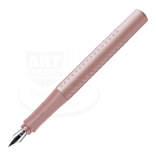 Faber-Castell Grip 2011 Rose Fountain Pen and Ballpoint Gift Tin rose plastic body with ergonomic grip and stainless steel nib