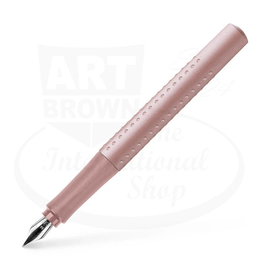 Faber-Castell Grip 2011 rose metal fountain pen with ergonomic grip and silver nib design