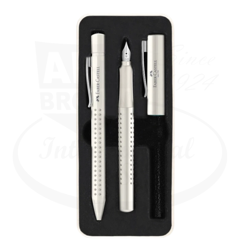 Faber-Castell Grip 2010 Fountain & Ballpoint Pen Gift Set, Coconut Milk