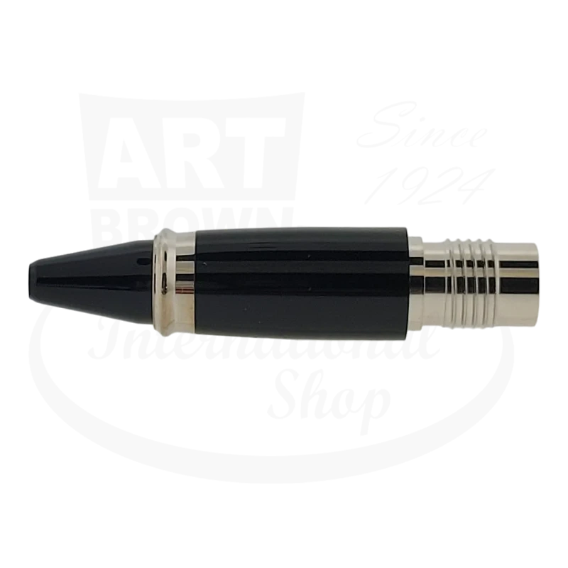 S.T. Dupont Fidelio rollerball grip section in black lacquer with palladium trim, featuring sleek cylindrical design and metallic accents