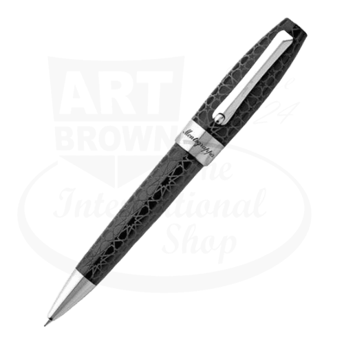 Montegrappa Fortuna Credo Girih Ballpoint Pen ISFOCBIS black resin with palladium trim and laser-etched geometric pattern