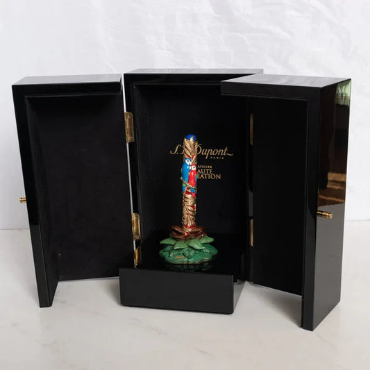 S.T. Dupont Limited Edition Haute Creation Parrot Fountain Pen, 241354 displayed in luxury black case square image gallery 2