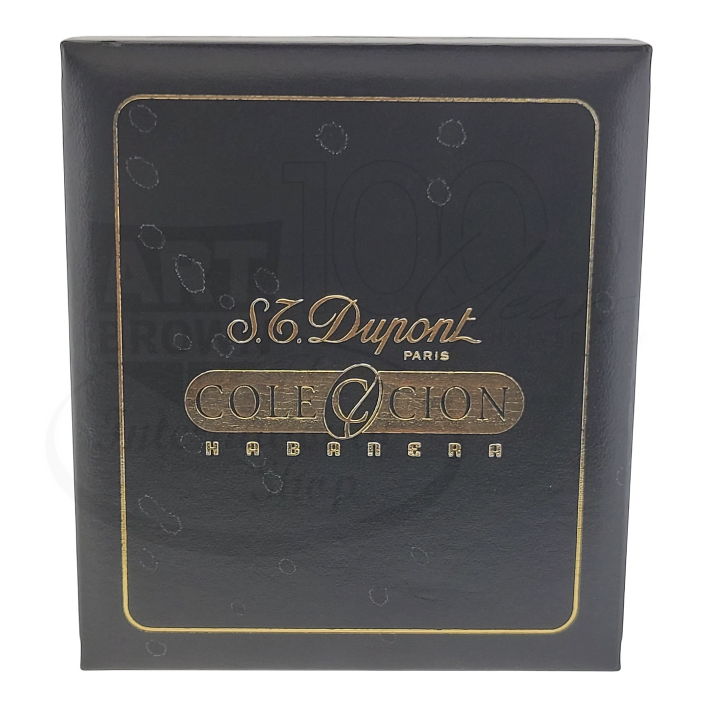 Vintage S.T. Dupont Limited Edition Ligne 2 Habanos Hoyo De Monterrey Lighter Display Model, Dupont-26 black leather box with gold text