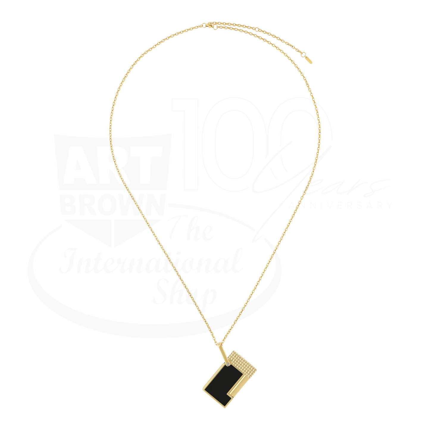 S.T. Dupont Ligne 2 necklace lighter with natural lacquer black finish, gold chain, and soft flame mechanism pendant