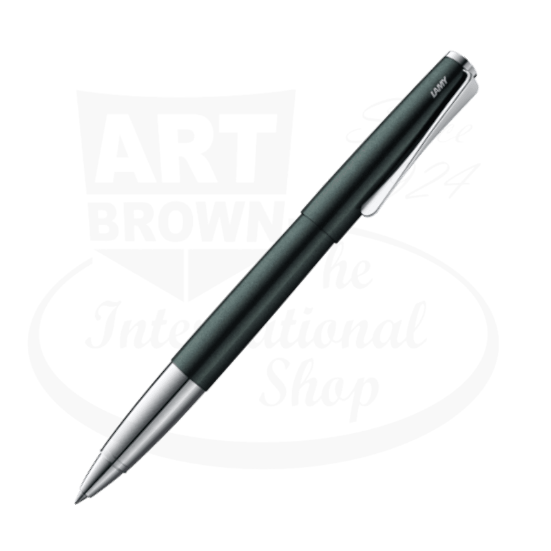 LAMY Studio L369BF Black Forest metal rollerball pen featuring glossy black-green lacquer finish with signature propeller-shaped steel clip
