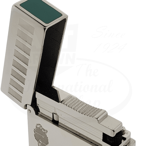 S.T. Dupont Ligne 2 016000 Statue of Liberty Limited Edition palladium-plated silver lighter with green lacquer accent, ribbed sides, and engraved Liberty motif